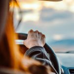 Woman driving car