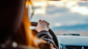 Woman driving car